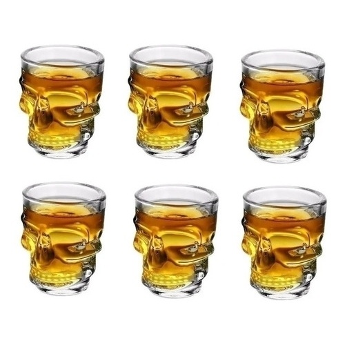 Kit Copo Caveira 06 unidades Vidro Shot Tequila Cachaça 50ml PREMIUM - LYOR
