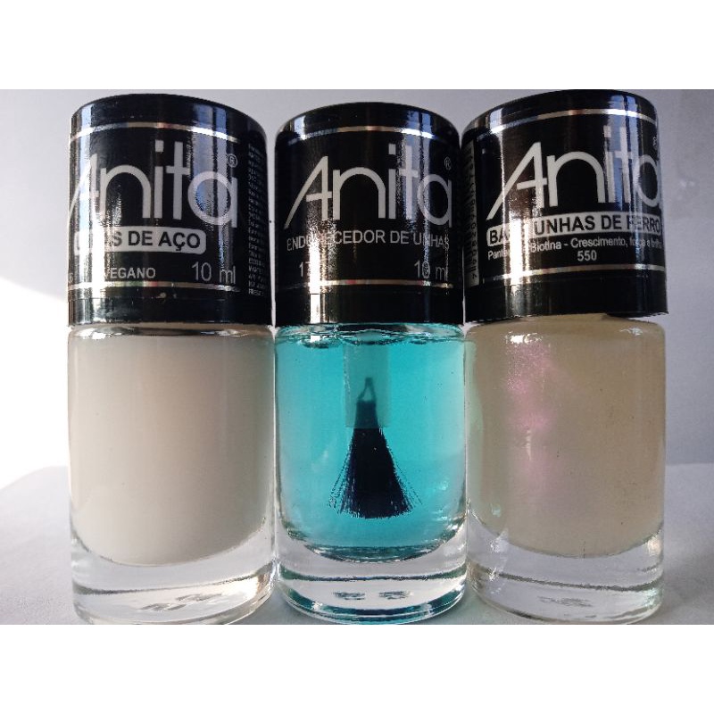 kit com 3 Bases anita-Unhas de Ferro Endurecedor e Unhas de Aço