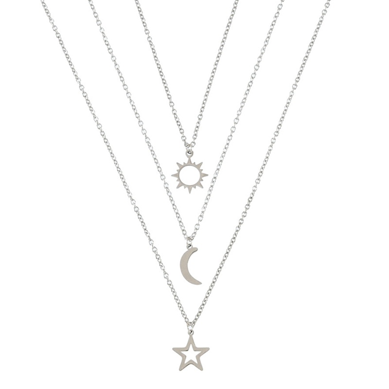 ROS Aço Inoxidável Da Para Sun Star Pendant Necklace Papelão Colar Fofo Elegante Jóias Menina Feminina
