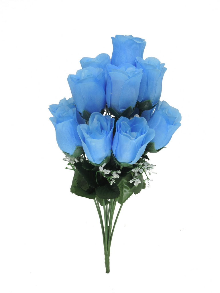 Buquê Flor Artificial Rosas Fechadas x12 40cm Azul | Shopee Brasil