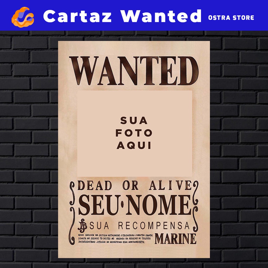 One Piece Wanted Personalizado - Placa MDF & Quadro com Moldura - poster procurado em Oferta na Shopee