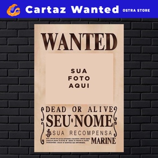 One Piece Wanted Personalizado - Placa MDF & Quadro com Moldura - poster procurado em Oferta na Shopee