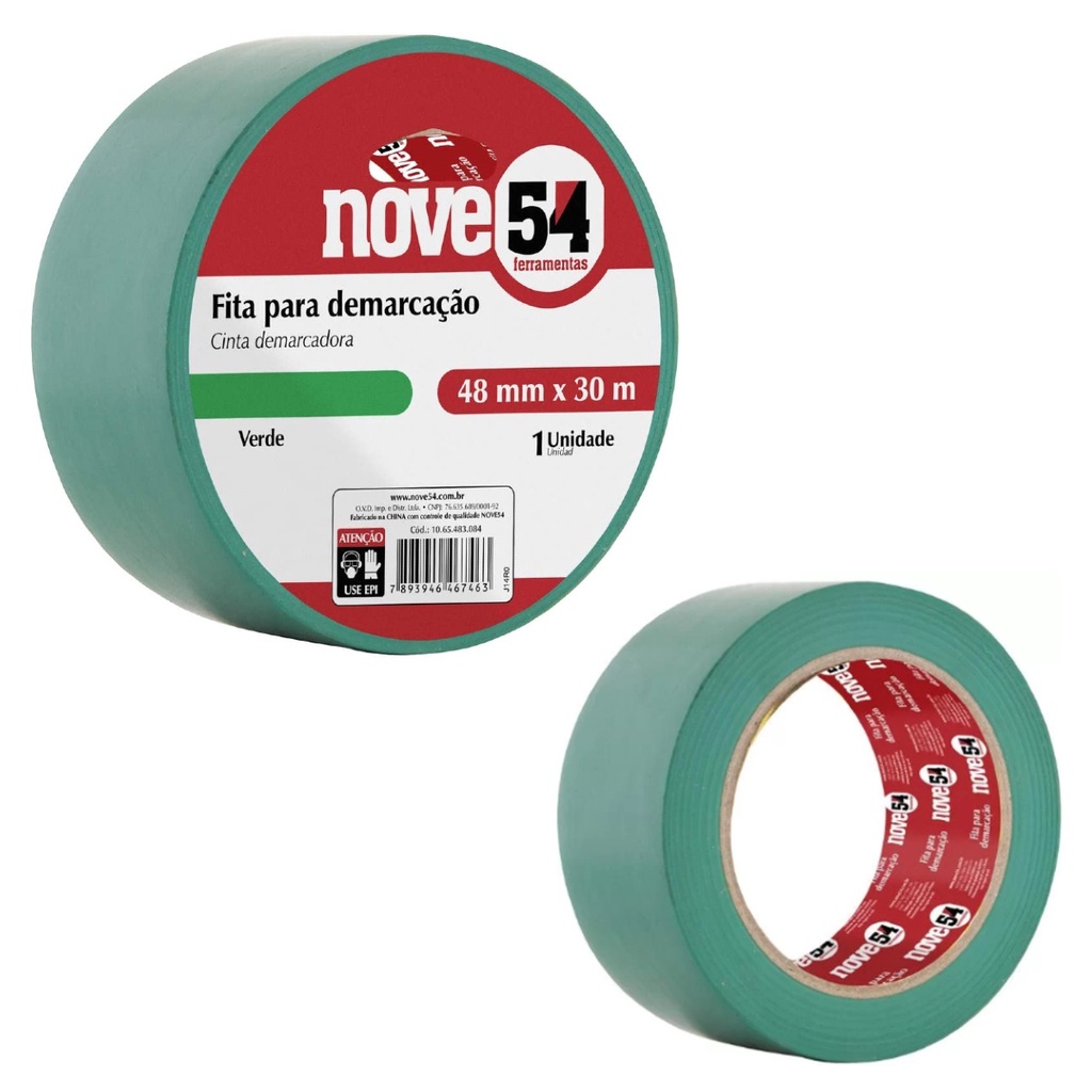 Fita Adesiva para Demarcação de Solo 48mm X 30m Revestida Com Camada de Borracha Verde nove54 - 1065483084