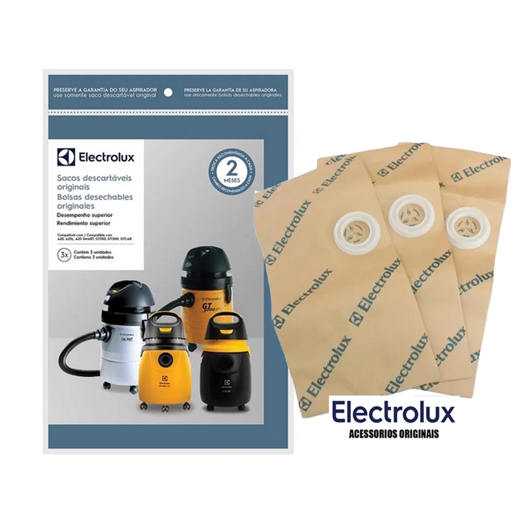 KIT 3 SACOS ASPIRADOR ELECTROLUX A20 e Gt3000 (CSE20)