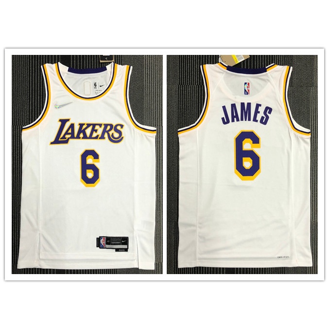hot pressed 2022 nba Los Angeles Lakers No. 6 James white basketball jersey
