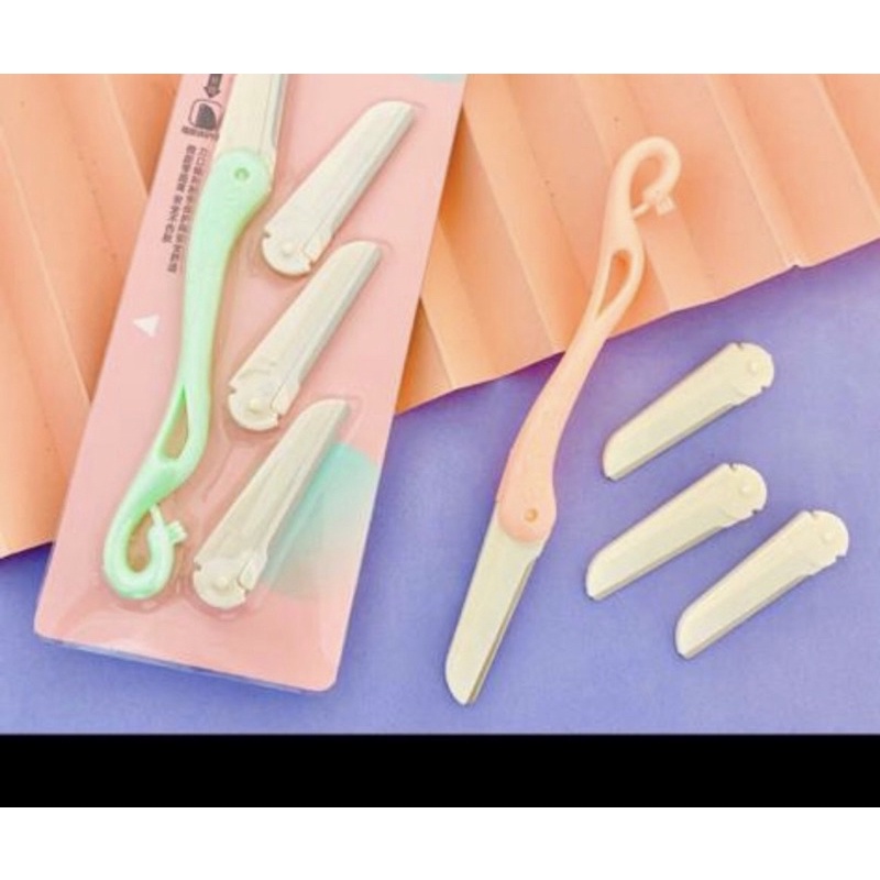 Kit 3 Navalhas para Sobrancelha navalha com 4 lâminas para rosto feminino e masculino