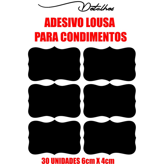 Adesivos lousa 30 unidades tamanho 6cm x 4cm porta temperos pote etiquetas