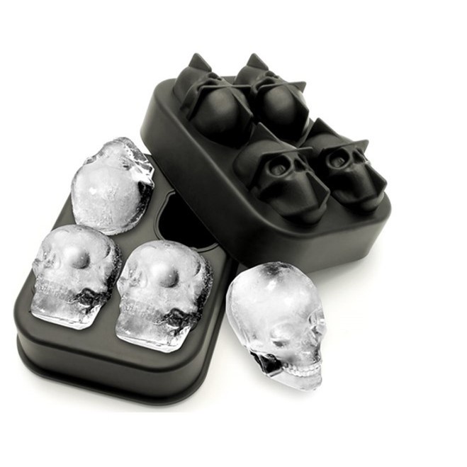 Forma De Gelo Silicone 3D Molde Chocolate Caveira Preto