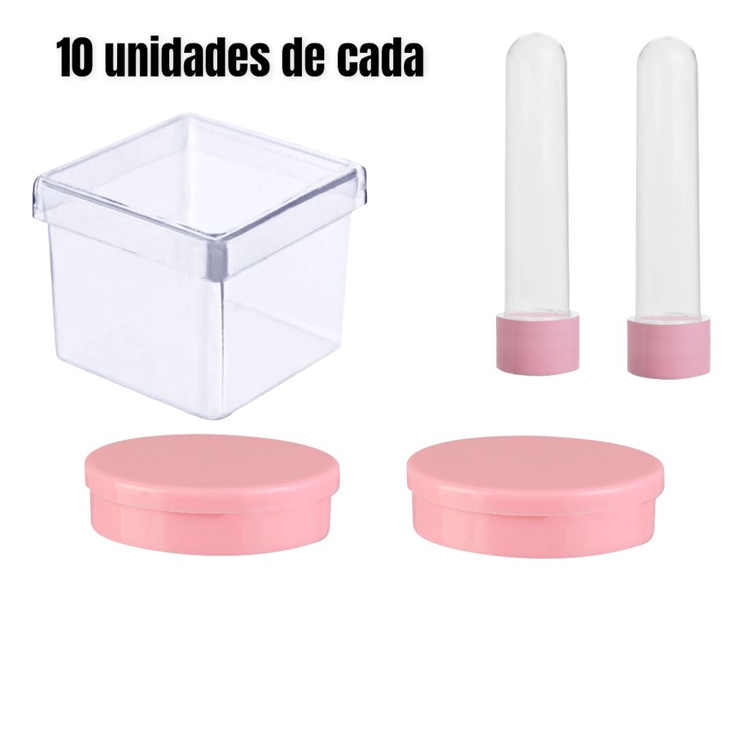 Kit de Lembrancinhas Para personalizar - 10 Tubetes 12cm + 10 Caixinha 5x5 + 10 Latinha 5x1