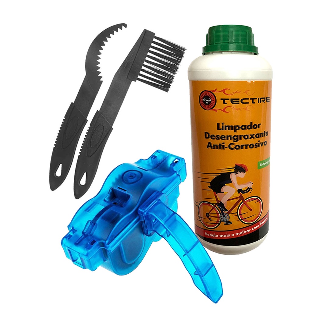 Kit Limpador De Corrente + Desengraxante 1L + 2 Escova De Catraca Bike ...