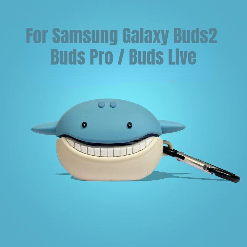 Para Samsung Galaxy Buds2/Buds pro live Capa De Fone De Ouvido À Prova De Choque 2 Cute Shark Cartoon Silicone