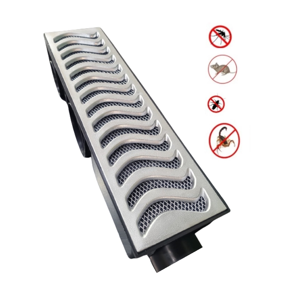 Ralo Linear 14X50Cm Anti Insetos Com Coletora E Grelha Alumínio