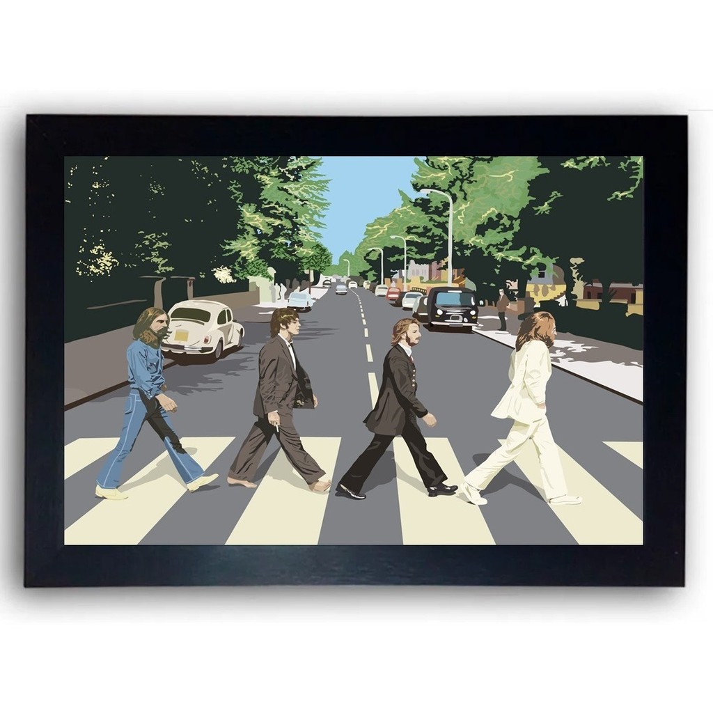 Quadro The Beatles Foto Clássica Abbey Road Moldurado 20x30 cm