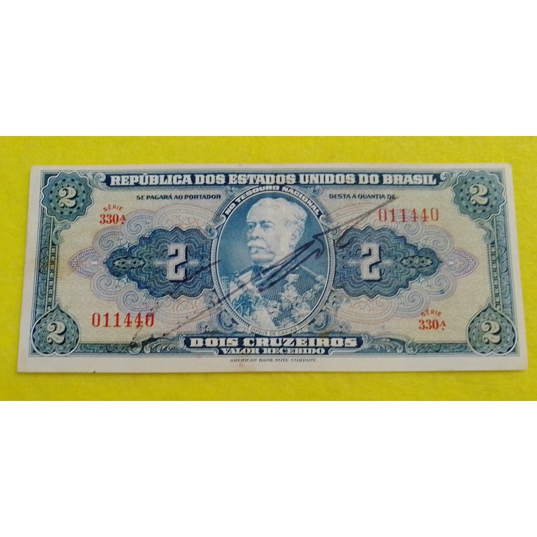 Cédula C014 2 CRUZEIROS DUQUE DE CAXIAS AUTOGRAFADA SOBERBA/FE ( Item de Coleção )