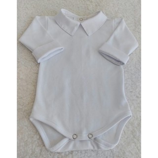 Body menino 100% algodão, com gola camisa ,cor branca em Oferta na Shopee