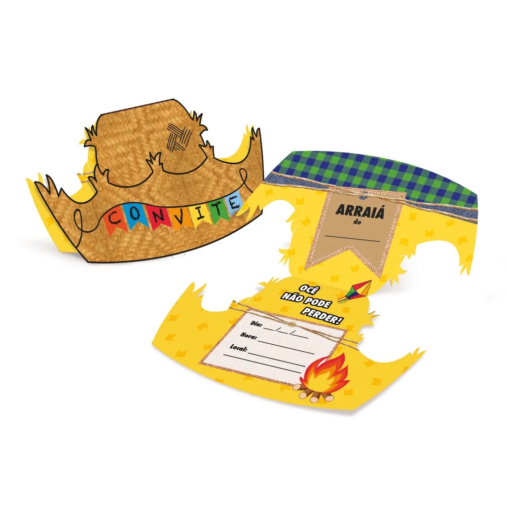 Convite Arraial Junino Amarelo Festa Junina - 8un - Cromus - Rizzo Distribuidora em Oferta na Shopee