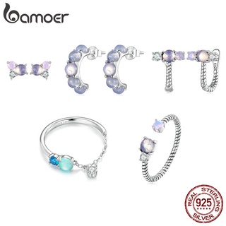 Brincos Bamoer 925 Pedras Preciosas De Prata Anel De Corrente Fashion Joias Para Mulheres