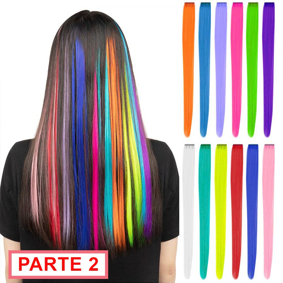 Mecha Colorida de Cabelo  - Aplique Tic Tac 50cm - PARTE II