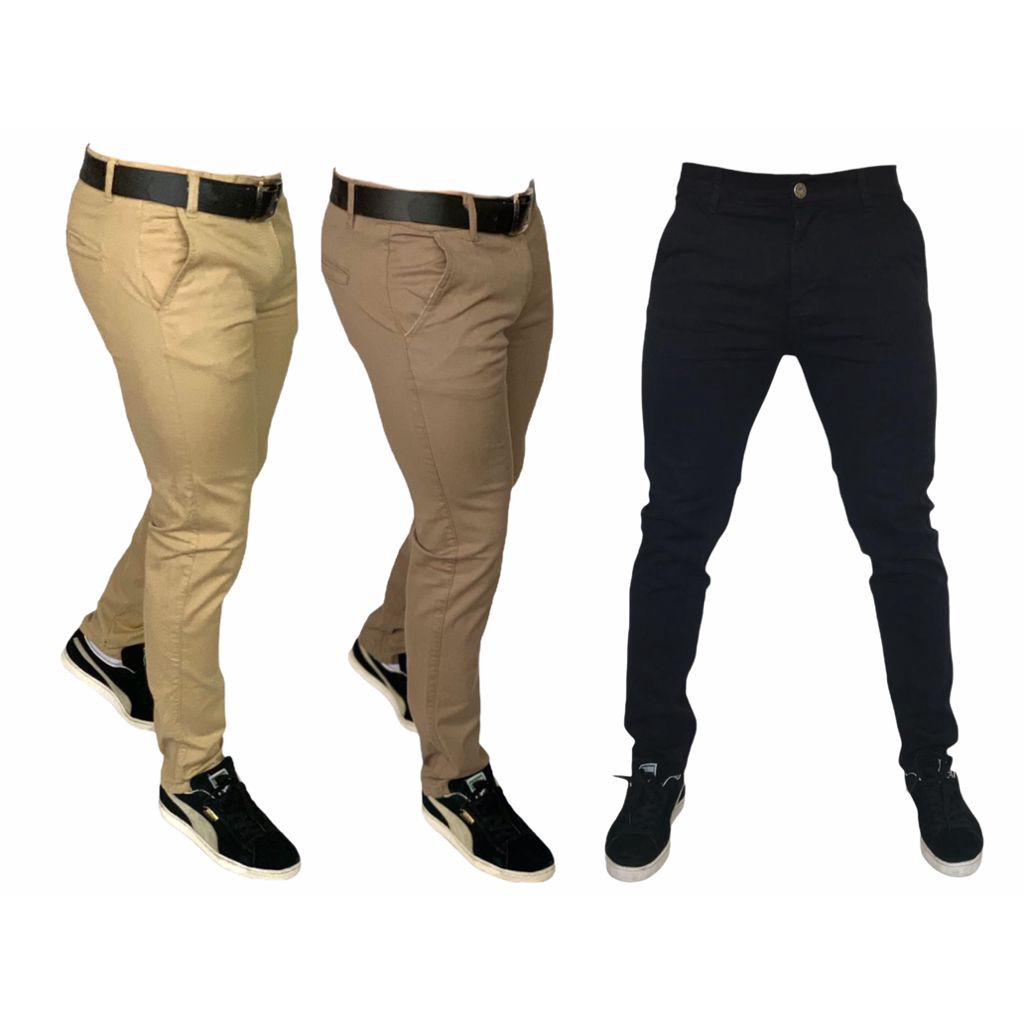 Calça Básica Masculina Modelo Chino Em Sarja e Jeans - Diversas Cores