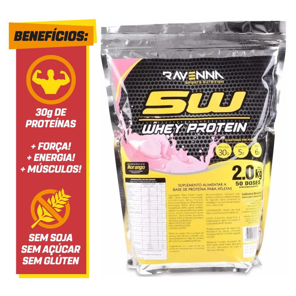 Whey Protein 2kg Whey Isolado Concentrado e Hidrolisado 30g Proteína