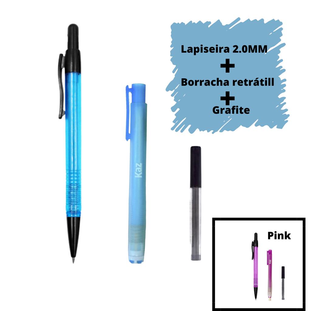 Kit Lapiseira Ponta 2.0 MM + Grafite + Borracha Retrátil