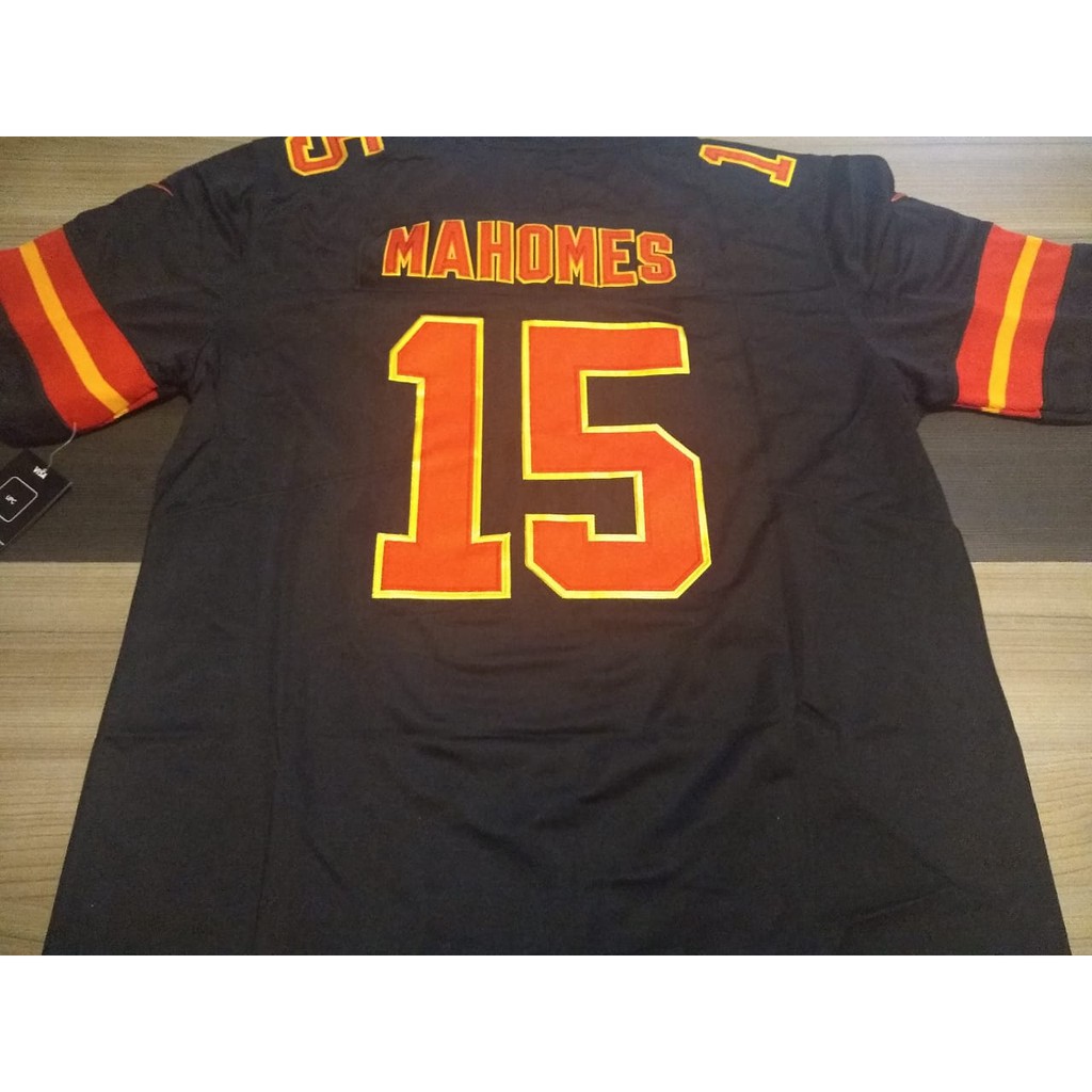 Kansas City Chiefs #15 Patrick Mahomes Black Super Bowl LIV Golden Edition  Jersey