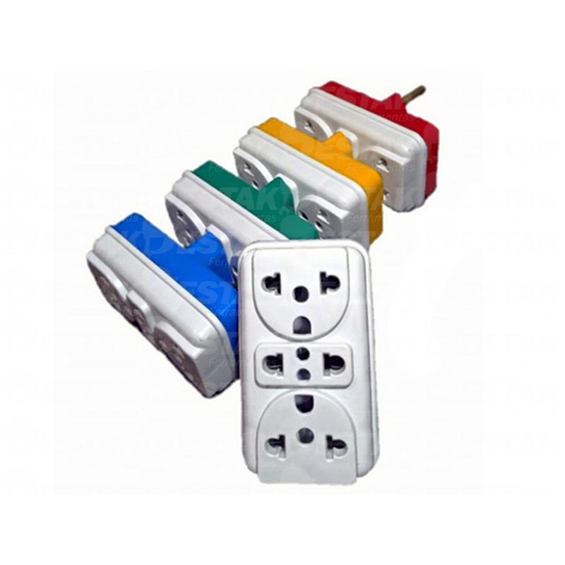 kit 5 Benjamin Adaptador de Tomada Triplo Padrão Plug T Elétrico 10A 20A Antigo Novo