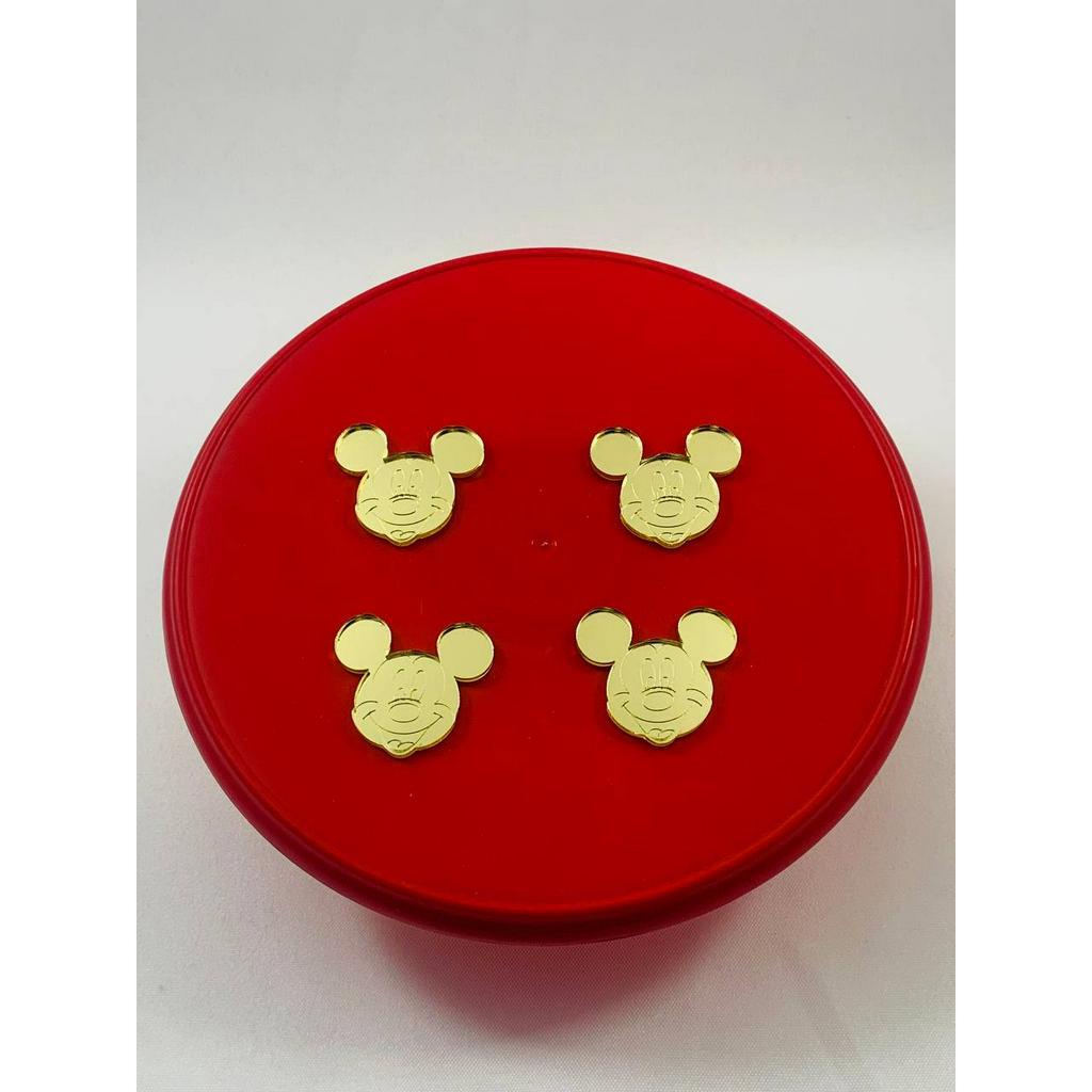 50 Aplique de Acrílico Espelhado Dourado 4 CM Mickey KIT 50 Unidades
