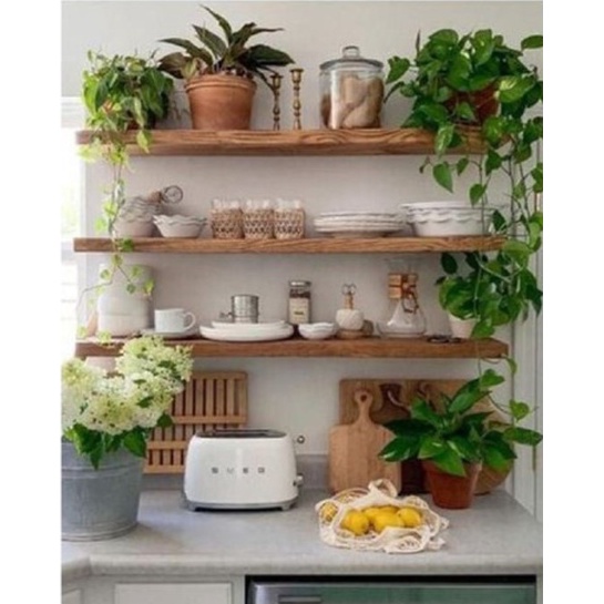 Kit 3 Prateleiras Com Suporte Invisível Madeira Maciça 50x15