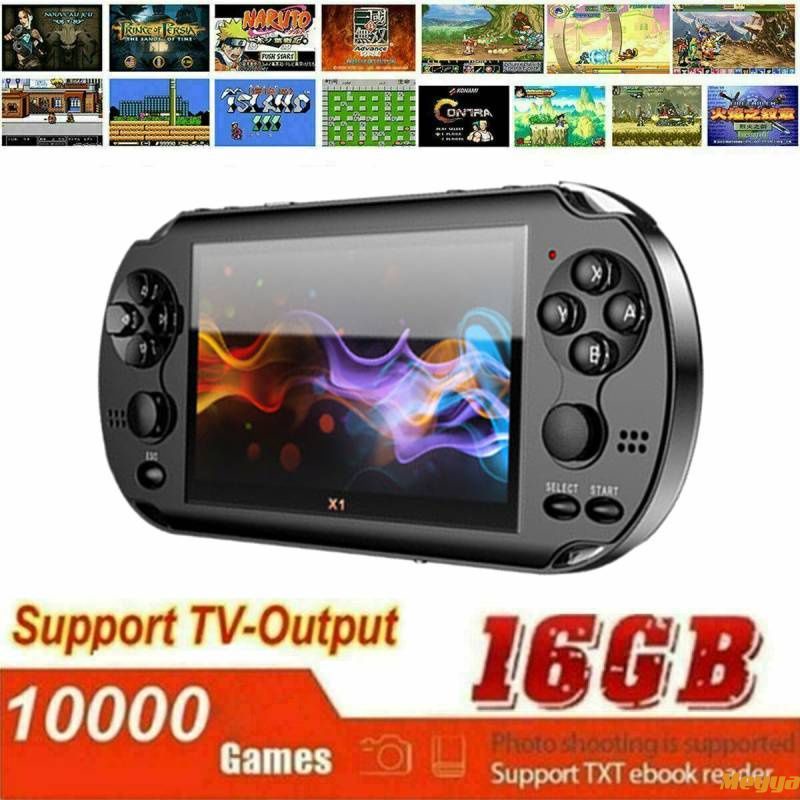 PSP X1 Console de videogame 16GB Retro Clássico 10000 GBA FC GB Jogos TV Handheld HD Joystick