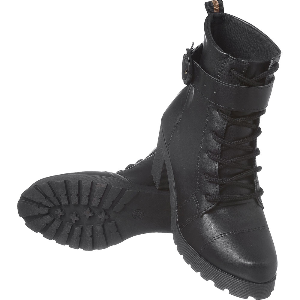 Coturno Feminino Preto Salto Plataforma Leve Confortável