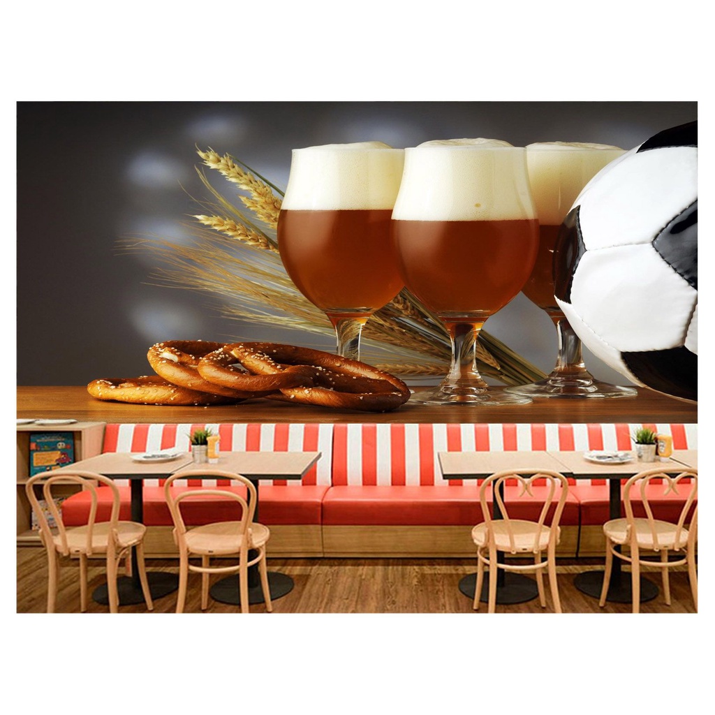 papel de parede bebida cerveja futebol bola 3D 6m² AL61
