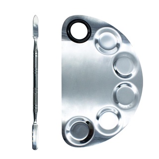 Paleta Meia Lua para Mistura Aplicação de Maquiagem com Espátula Aço Inox, Arte Sedução