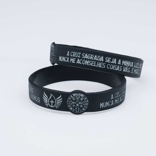 Pulseira A Cruz Sagrada Seja Minha Luz Oração Completa