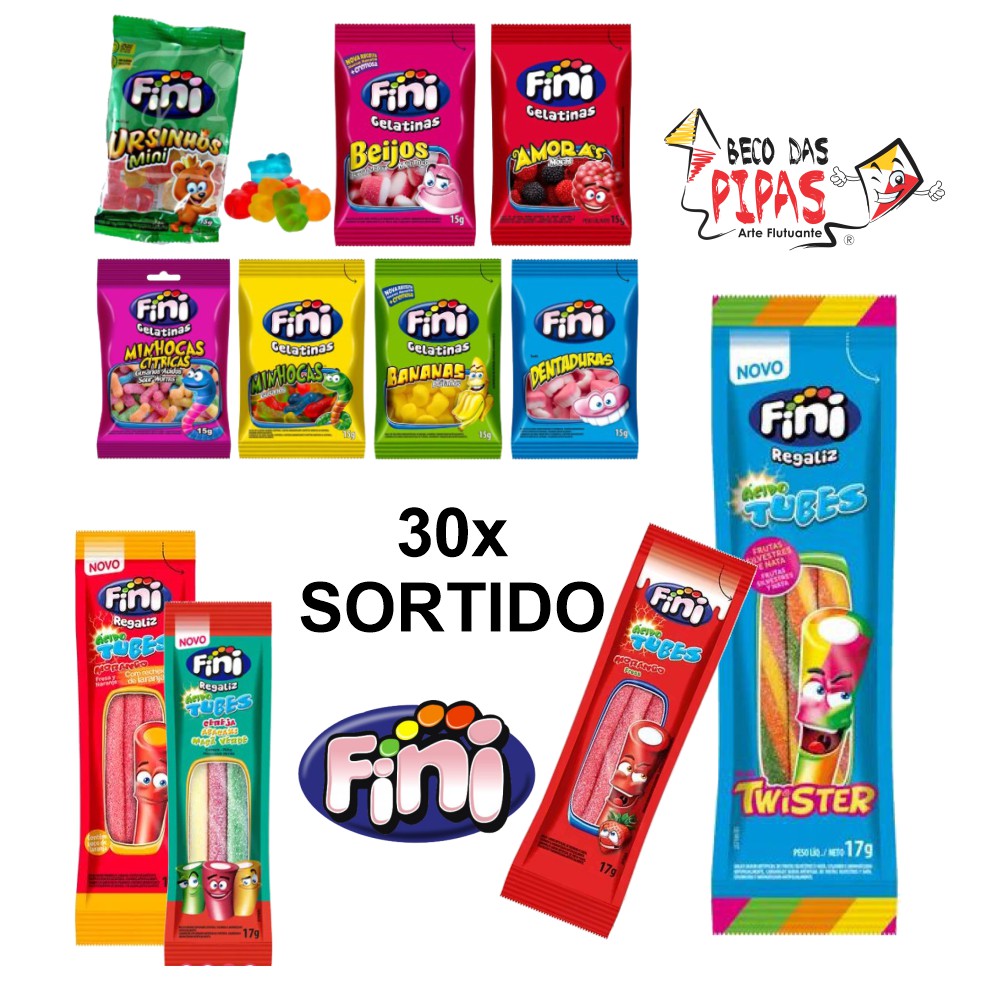 Kit Guloseimas Com 30 pacotes de Bala Fini SORTIDO ORIGINAL em Oferta na Shopee