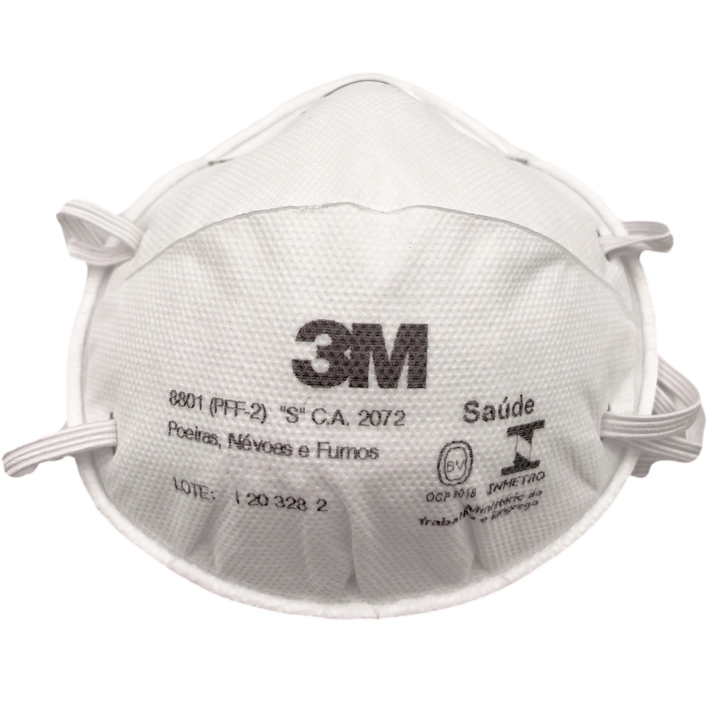 Mascara Respirador 3M 8801 PFF2s Protecao N95 Branca Descartavel
