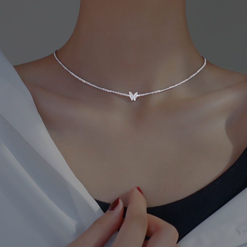 Colar Feminino Hip Hop Com Design De Borboleta Estrelada Com Tudo Que Combina Com Brilhante