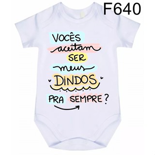 Body Roupa de Bebê Frases Voces Aceitam Ser Meus Dindos Pra Sempre F640 em Oferta na Shopee