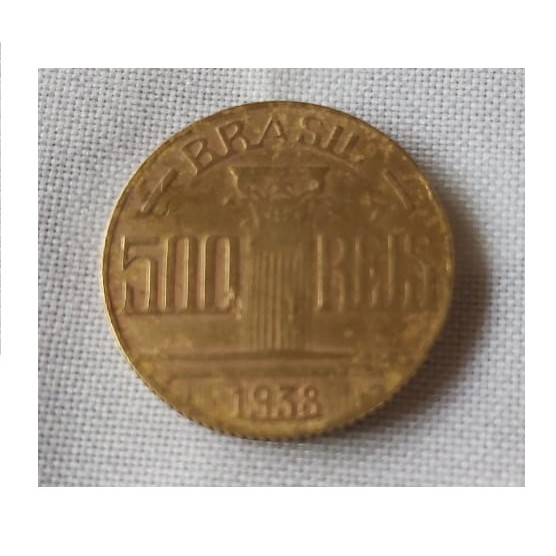 Moeda de 500 reis 1938, bronze e alumínio,  1 peça, item de colecionador