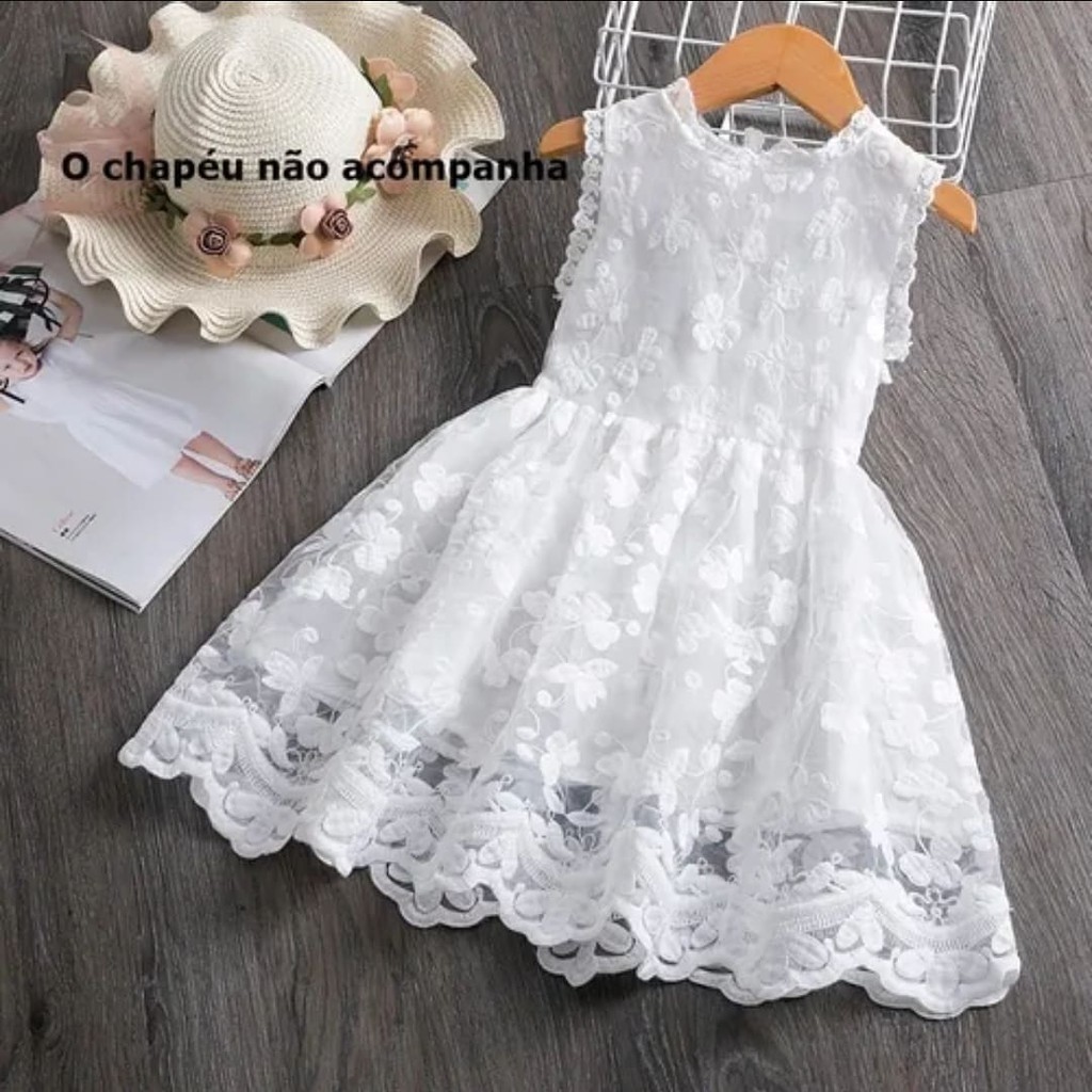 Vestido Infantil Menina  Batizado Formatura Aniversário Casamento Natal Branco Vermelho