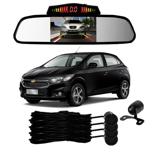 Sensor De Ré + Espelho Camera Ré Chevrolet Onix Preto