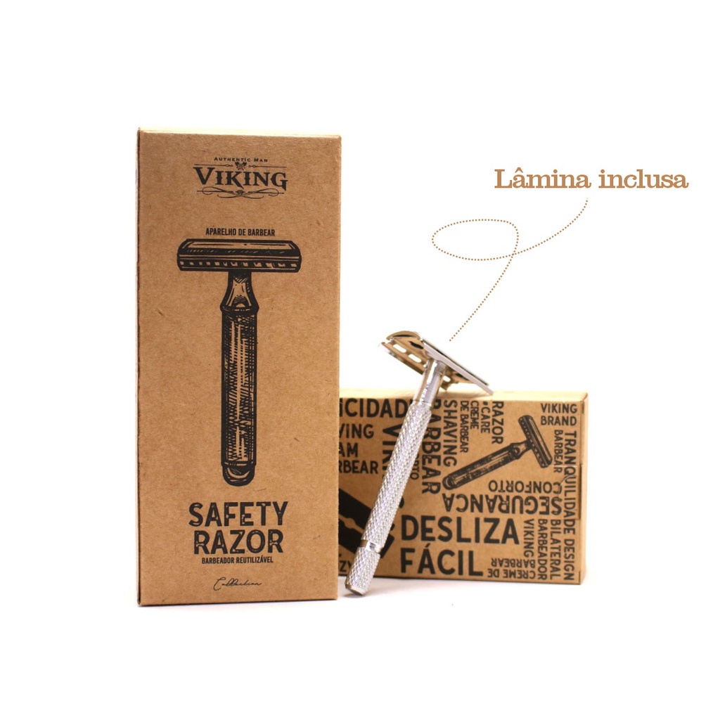 Laminas de Barbear Barbeador Preciso Design Duplo Safety Razor Viking ...