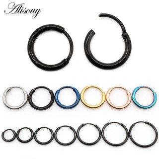 Alisouy 2pcs Punk Pequeno Clip De Orelha Redondo Helix Hoop Brincos Para Mulher Anéis De Nariz Tragus Septum Piercings Jóias Corporais
