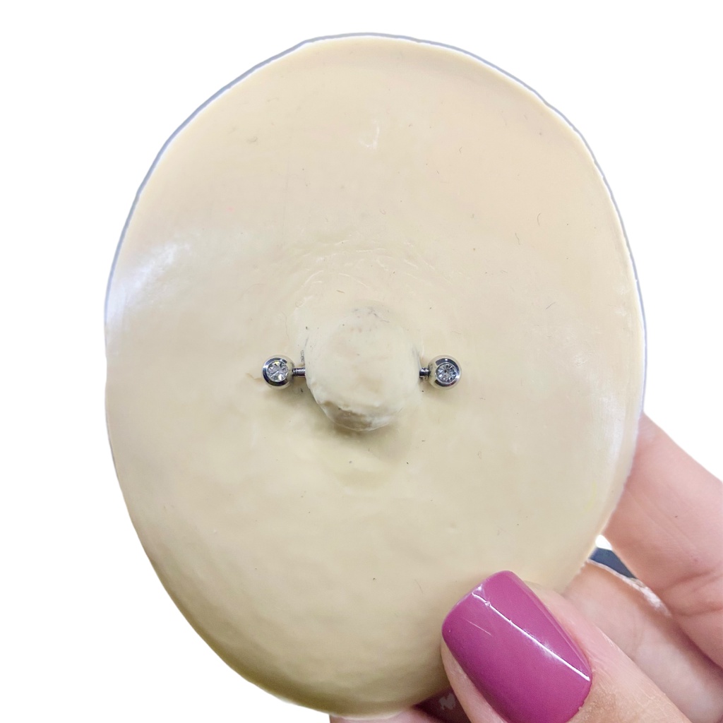 Piercing Mamilo Reto Com Zircônia Aço Cirúrgico 316l