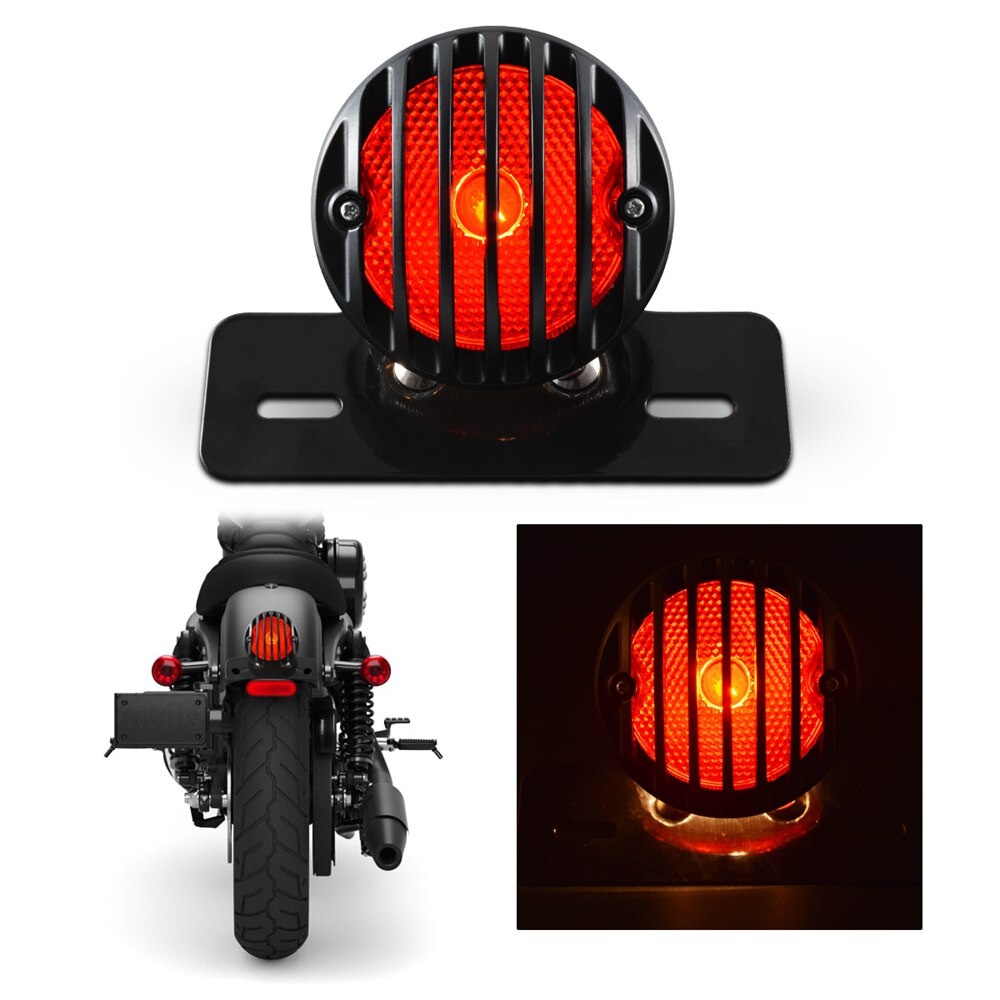 Lanterna Traseira para Moto modelo Grelha Freio Luz Placa Custom Cafe ...
