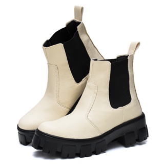 Bota Feminina Coturno Tratorado Chelsea Cano Baixo Dhaffy em Oferta na Shopee