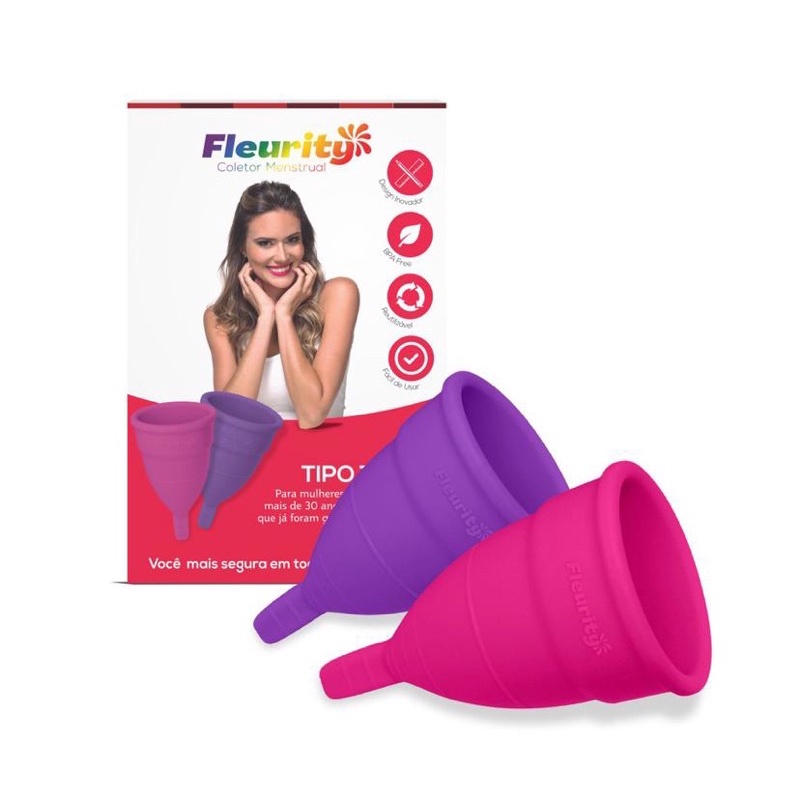 Copo Coletor Menstrual Fleurity Tipo1/2Unidade + Porta Coletor Esterilizador