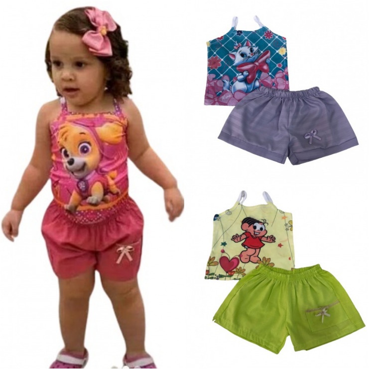 Kit com 03 Conjunto Infantil Feminino (1 a 3 anos) Roupas de Menina ...