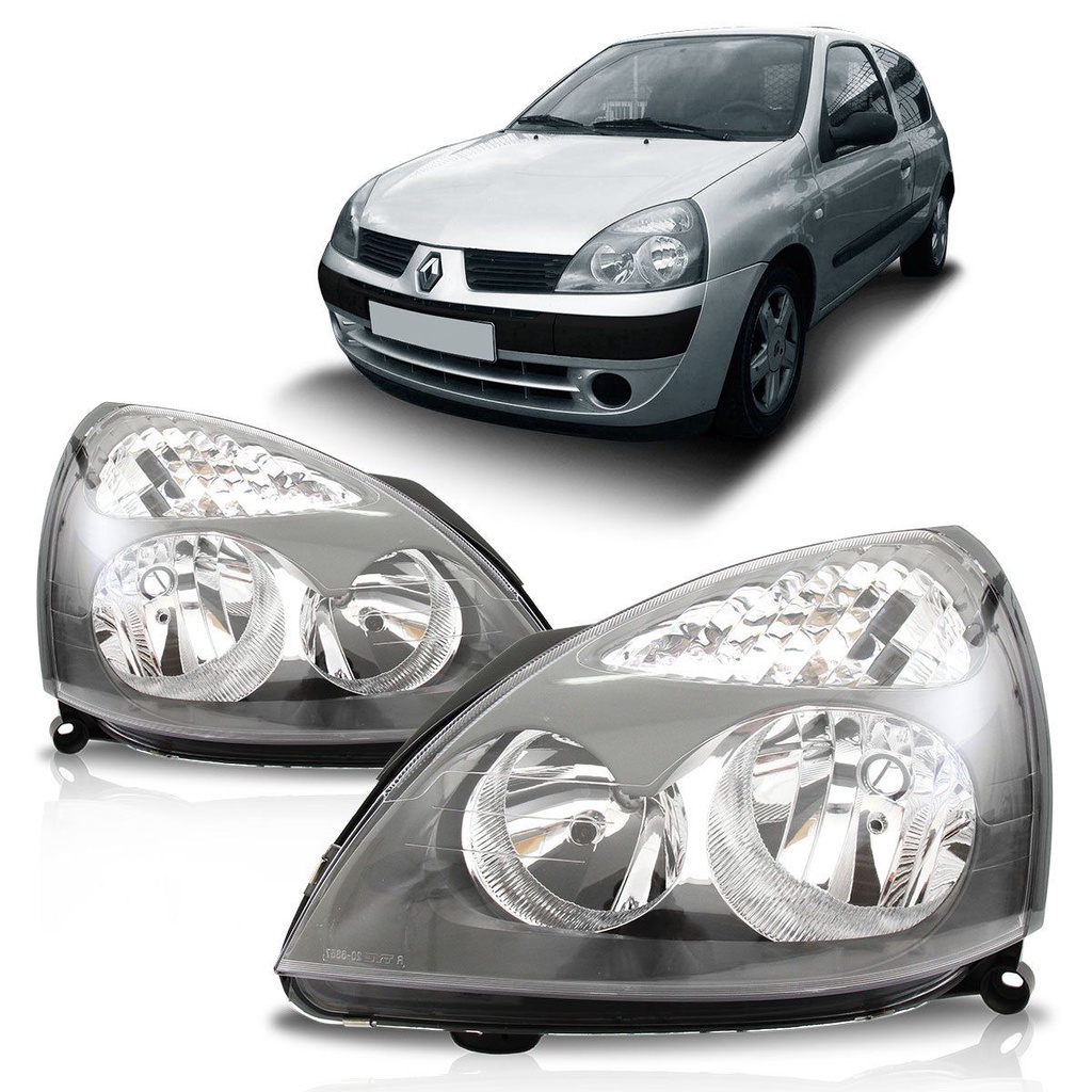 Farol Clio 2007 2008 2009 2010 2011 2012 Foco Duplo Mascara Negra em Oferta na Shopee