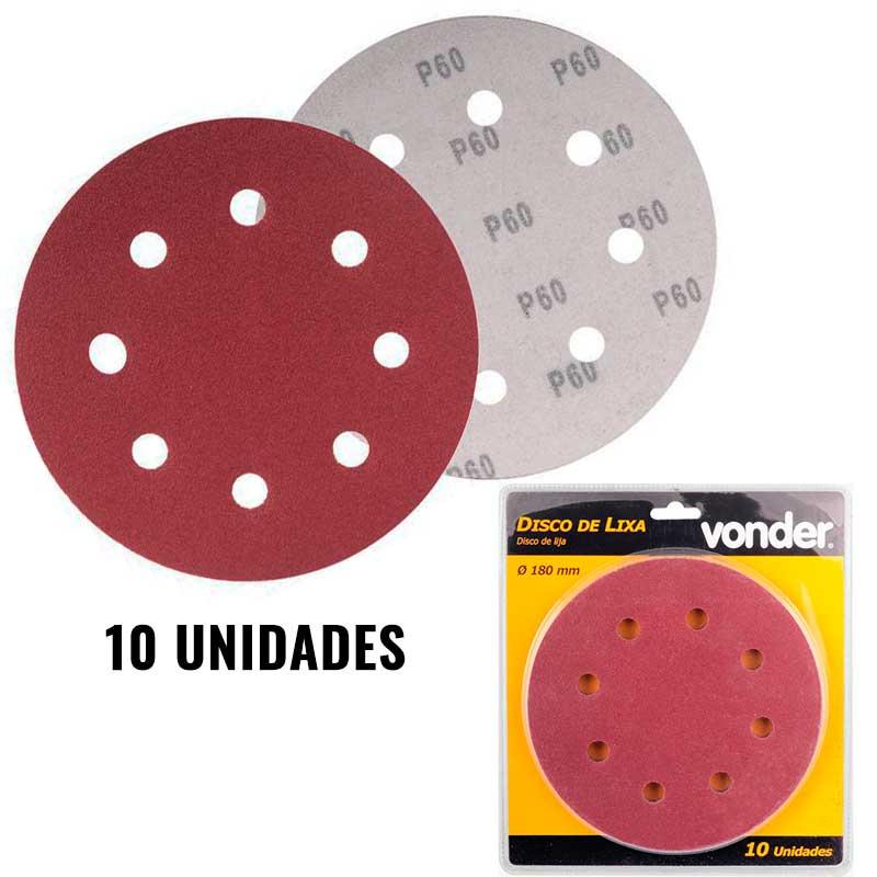 Disco de Lixa para Lixadeira de Teto LPV 750 Grão 60 Kit 10 Unidades VONDER em Oferta na Shopee